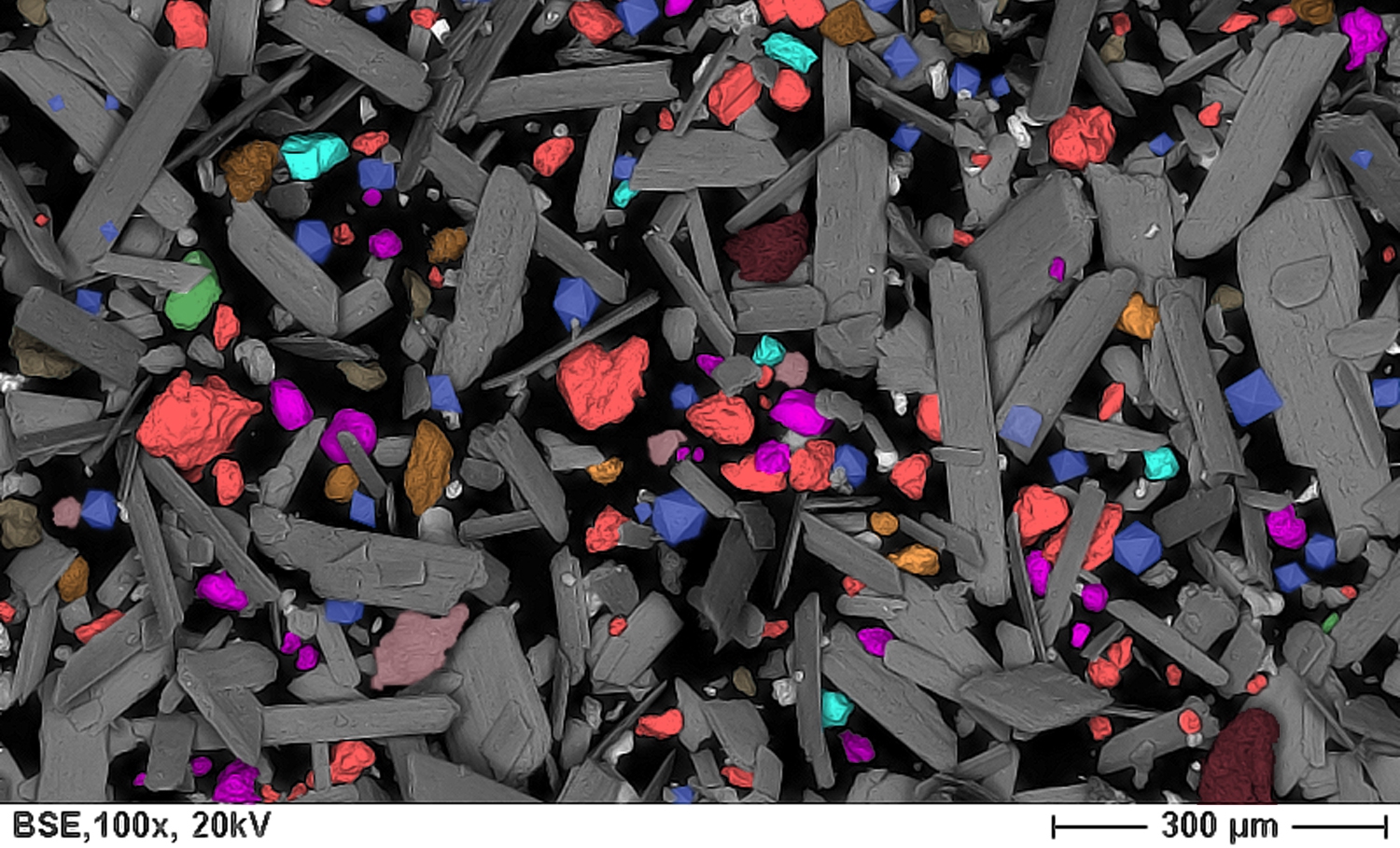 Pre-concentrate as the first process step from processing and mineral enrichment Monazite particles (marked in red here) represent the carriers of the rare earths. © Ceritech AG